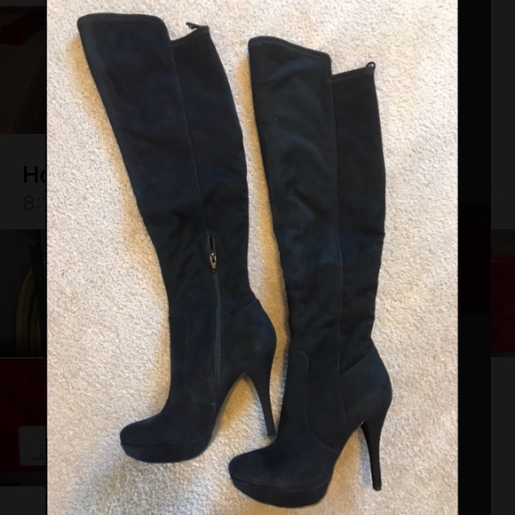 Guess Shoes - GUESS black knee high fabric boots